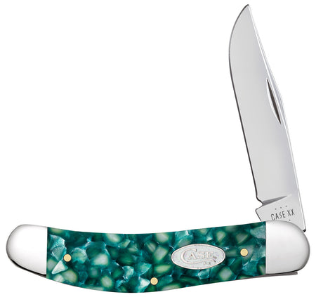 Case SparXX Sowbelly Folding Pocket Knife – Mirror Polished Clip Point Blade, Green Kirinite Handle