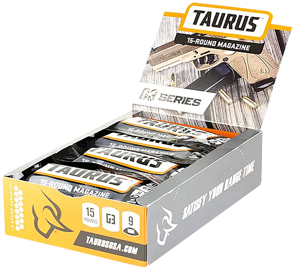 Taurus G3 15rd 9mm Luger Black Steel Magazine w/ Polymer Base Plate Display Pack of 12