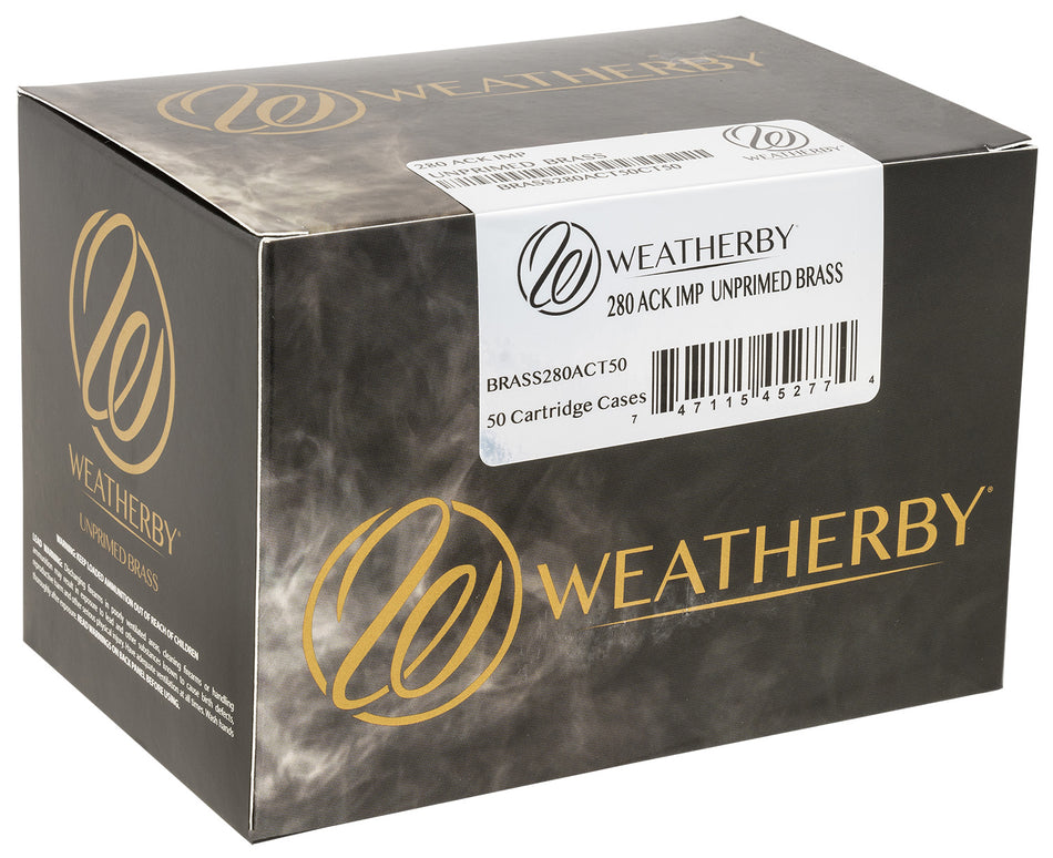 Weatherby BRASS280ACT50 280 Ackley Precision Unprimed Reloading Brass 50/Box