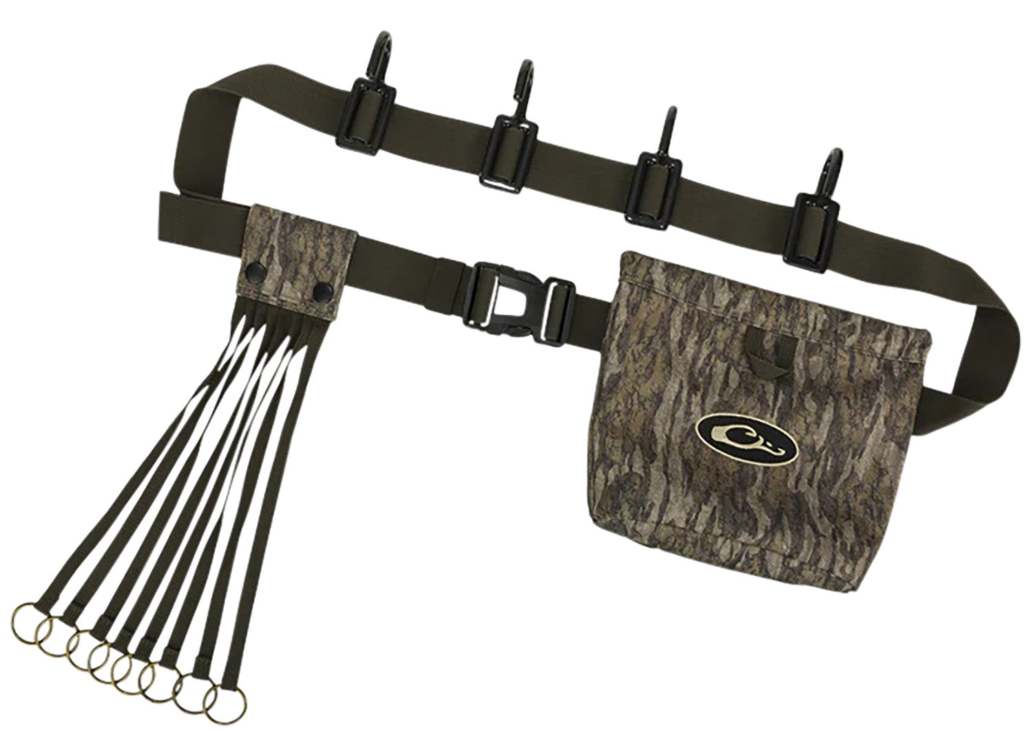 Drake Waterfowl DA2200006 Mossy Oak Bottomland Ultimate Timber Strap 72" Adjustable Shell Pouch 4 Hooks