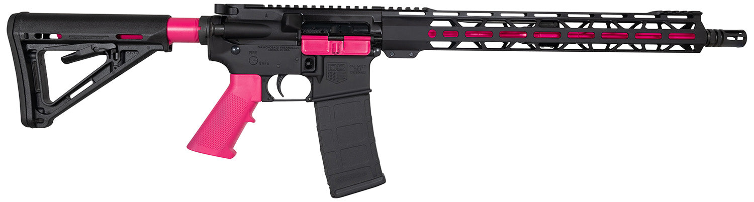Diamondback DB175AK591 DB15 5.56 NATO 16" Rifle, 30+1, Black/Prison Pink, Carbon Lower, 15" M-Lok Handguard, Magpul Carbine Stock