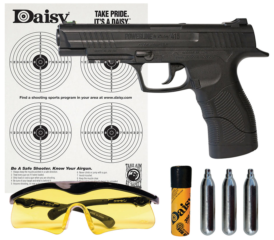 Daisy 415 Powerline CO2 Air Pistol Kit .177 21-Shot 495 fps with Targets & CO2