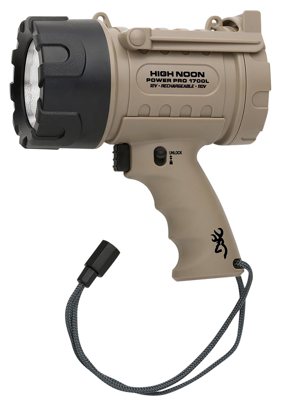 Browning High Noon Power Pro Tan USB/AC/DC Rechargeable Spotlight 1700 Lumens White LED