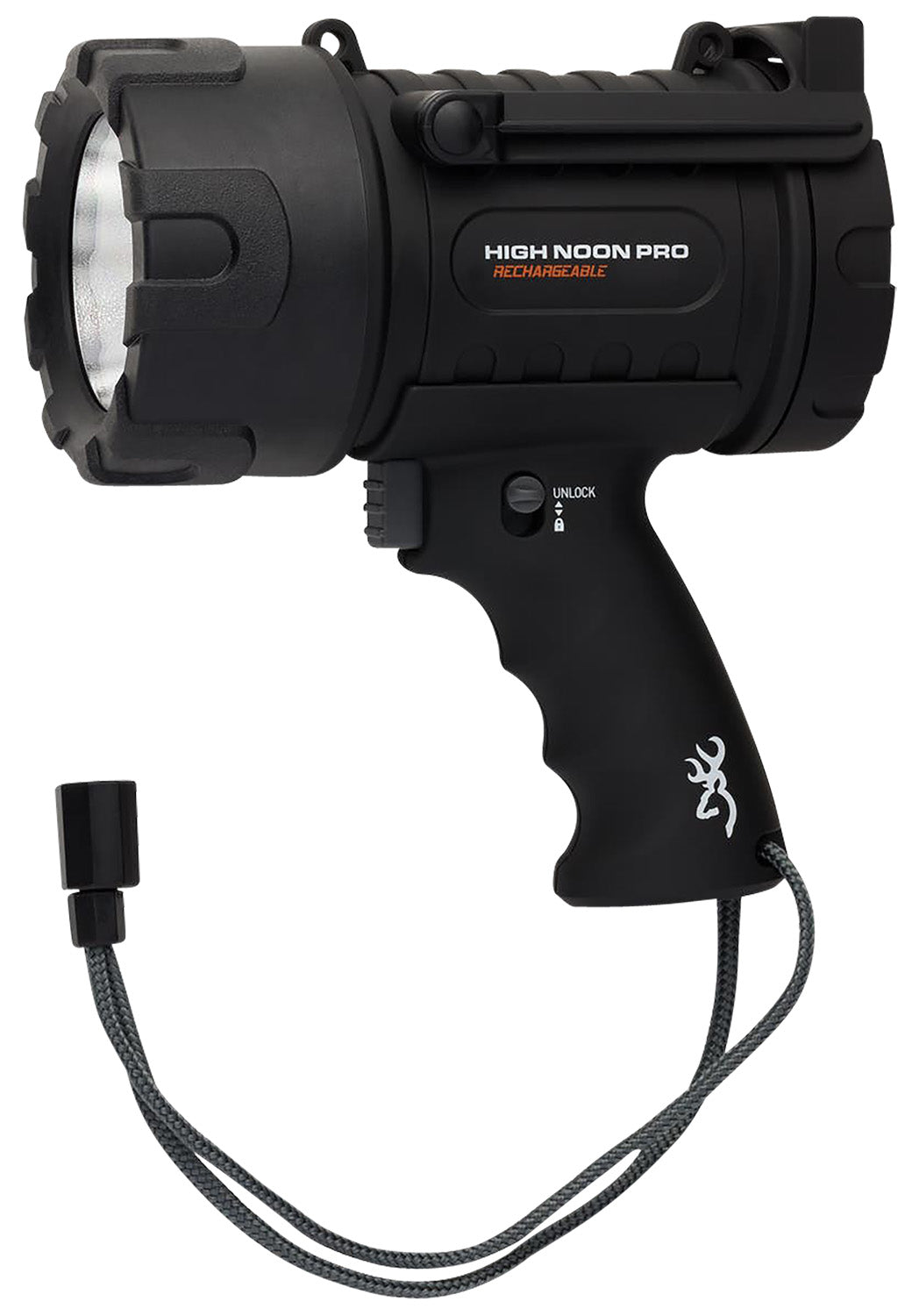 Browning High Noon Pro USB Black Rechargeable Handheld Spotlight 1400 Lumens White LED Polymer
