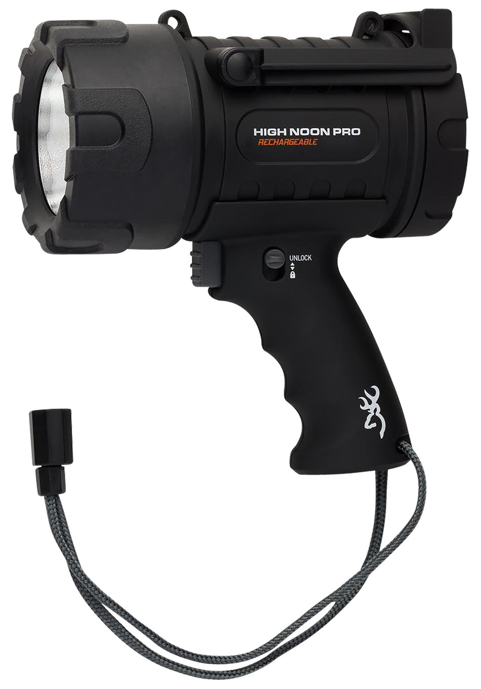 Browning High Noon Pro USB Black Rechargeable Handheld Spotlight 1400 Lumens White LED Polymer