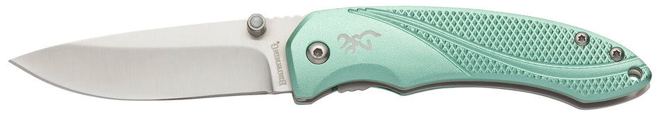 Browning 3220360 Allure Liner Lock Folding Knife 2.88" Drop Point SS Blade Mint Green Textured Aluminum Handle