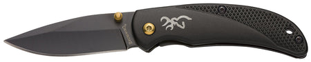 Browning 3220340 Prism 3 Folding Pocket Knife 2.38" Black Oxide SS Blade Black Aluminum Handle w/Brass Accents