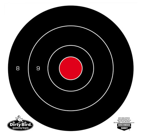Birchwood Casey 35825 Dirty Bird 8" Bullseye Hanging Tagboard Target 25 Per Pkg Black/White