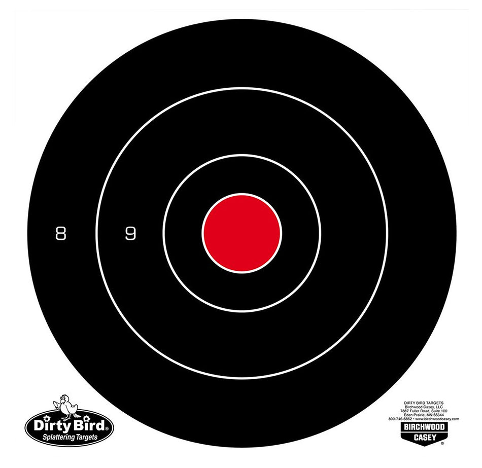 Birchwood Casey 35825 Dirty Bird 8" Bullseye Hanging Tagboard Target 25 Per Pkg Black/White