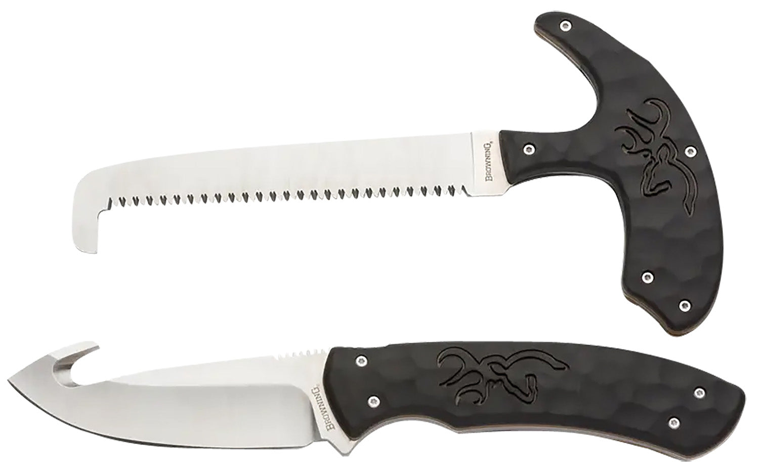 Browning 3220420 Primal 2-Piece Hunting Knife Combo Fixed Drop Point Gut Hook Skinner and Bone Saw 8Cr13MoV Blade
