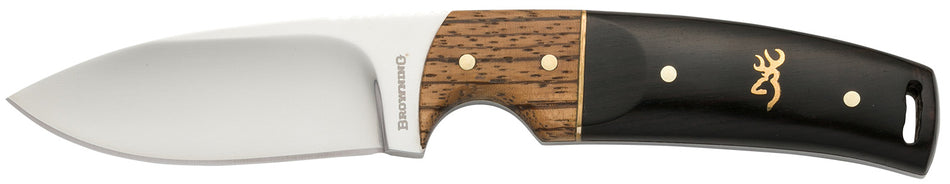 Browning 3220271 Buckmark Hunter 3.13" Fixed Drop Point Polished 8Cr14MoV Stainless Steel Black/Zebra Hardwood Handle w/Sheath