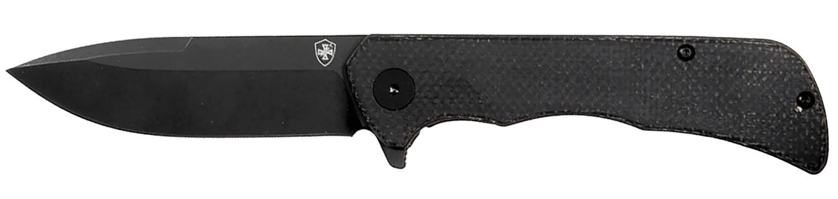 Templar Knife Paladin Linerlock 3.27" Folding Drop Point Plain Black D2 Steel Blade, 4.40" Black Micarta Handle