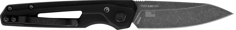 Kershaw Launch 11 7550 2.75" Auto Drop Point CPM 154 Blackwash Blade, Black Anodized Aluminum Handle, Reversible Slimline Clip