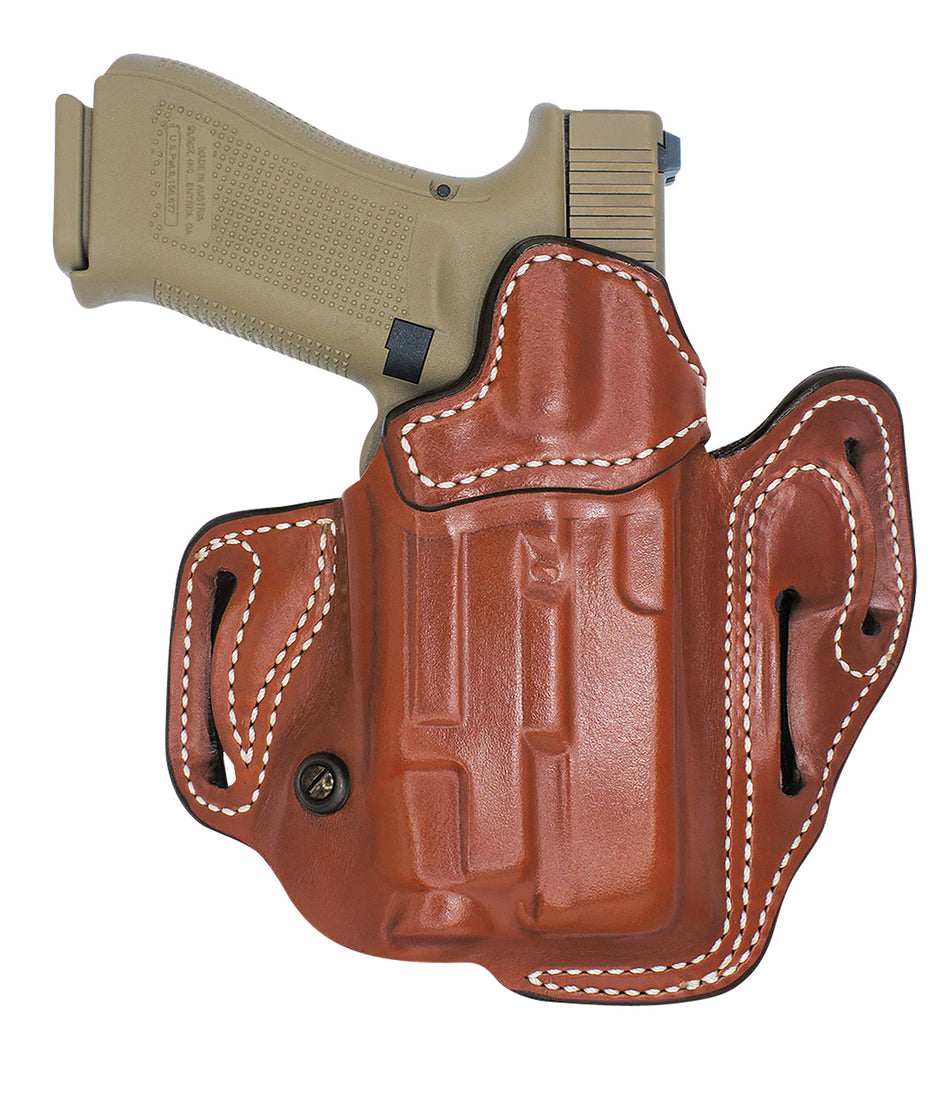 DeSantis 201TA6VZ0 Vengeance Scabbard OWB Tan Leather Belt Slide Holster for Glock 19/19x/19 Gen5/23/32/45 RH