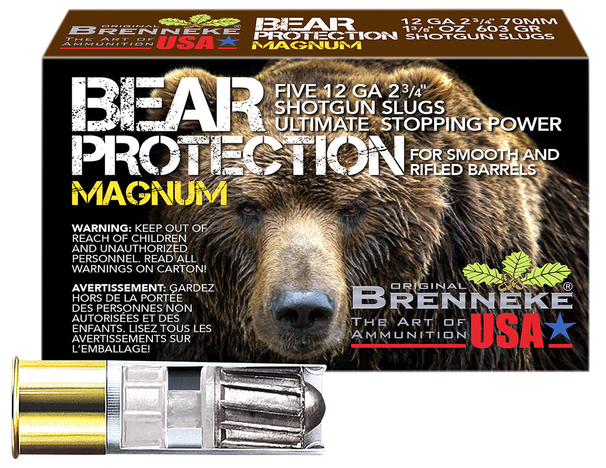 Brenneke 12 Gauge Shotgun Shells Bear Protection Magnum Slug 1-3/8 oz 2.75 in