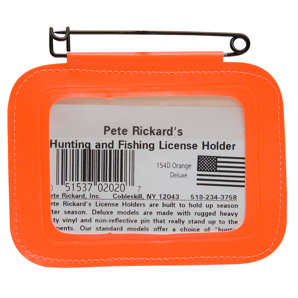 Rickards Single Hunting License Holder Orange Non-Reflective Pin
