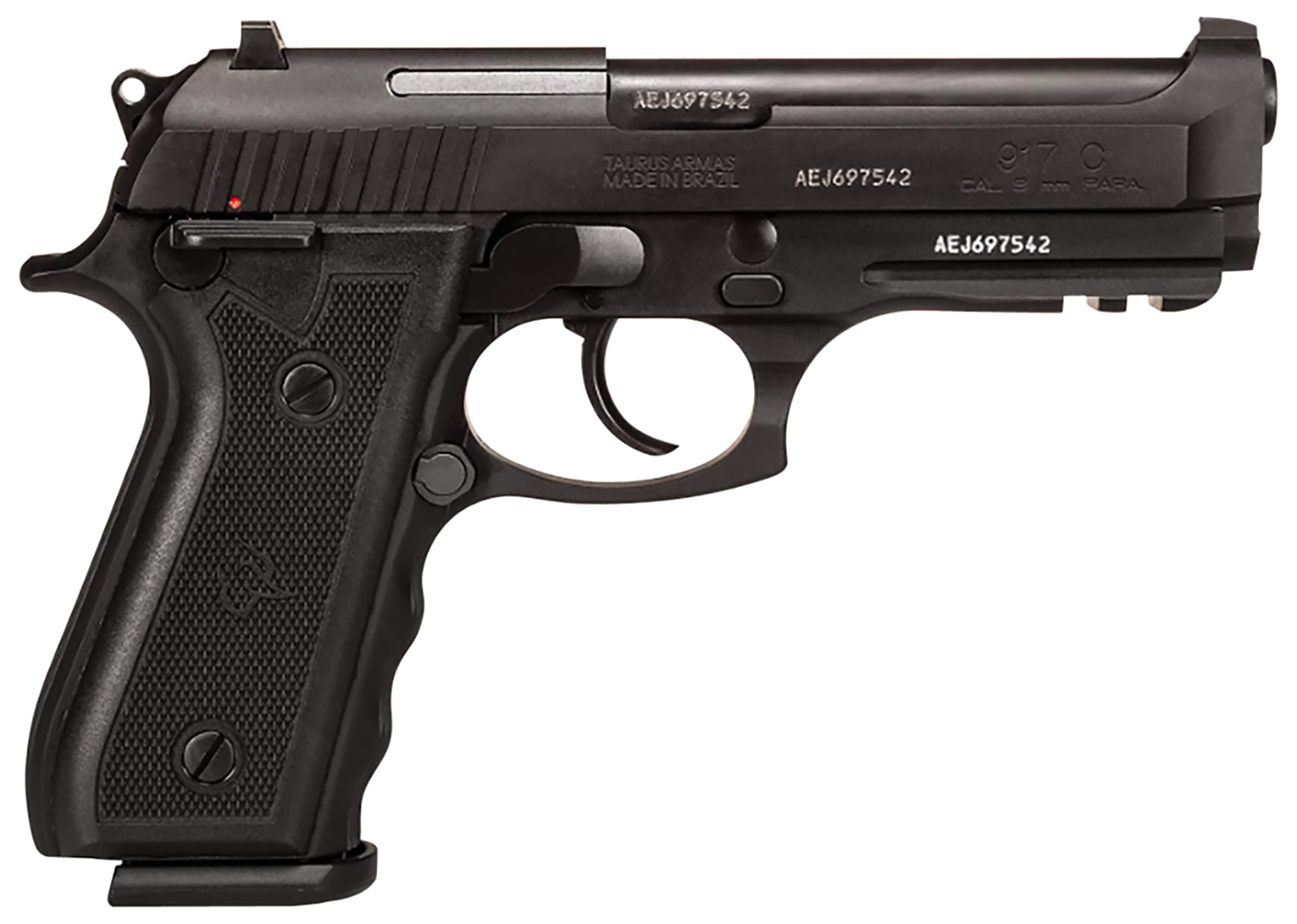 Taurus 917C Full Size 9mm Luger 18+1 Pistol, 4.30" Matte Black Steel Barrel, Black Anodized Aluminum Frame w/Beavertail & Picatinny Rail, Ambidextrous