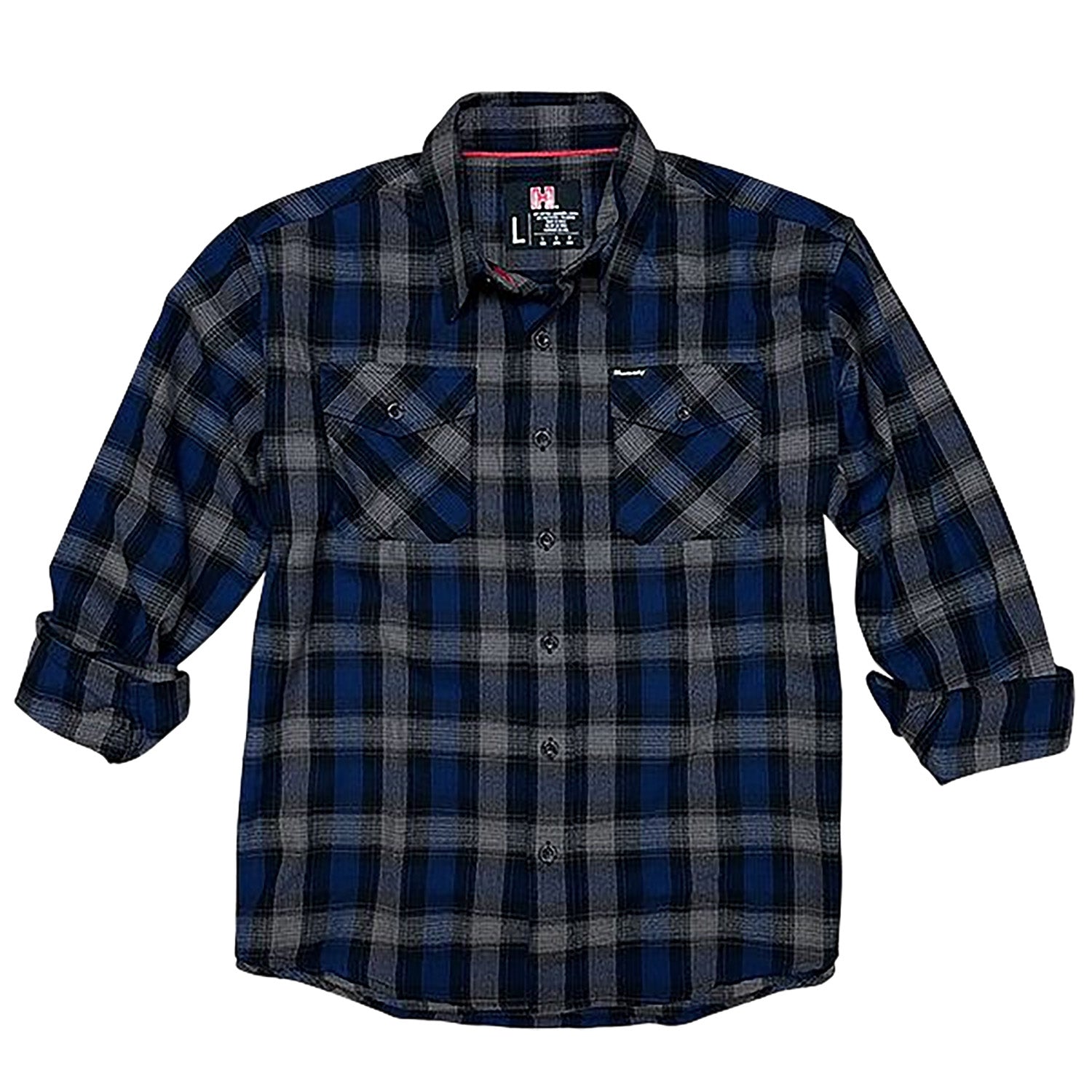 Hornady 32204 Relaxed Fit Flannel Button-Up Shirt XL Navy/Black/Gray