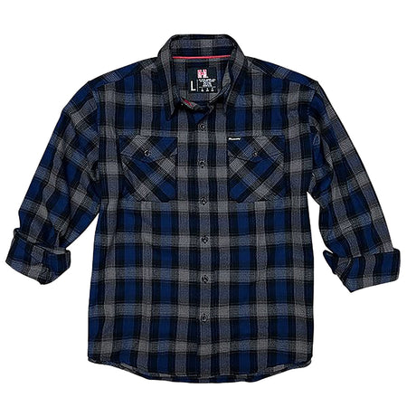 Hornady 32204 Relaxed Fit Flannel Button-Up Shirt XL Navy/Black/Gray