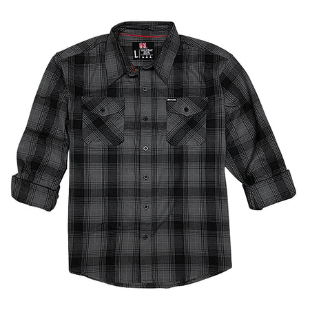 Hornady 32225 Relaxed Fit Flannel Button-Up Shirt 2XL Gray/Black