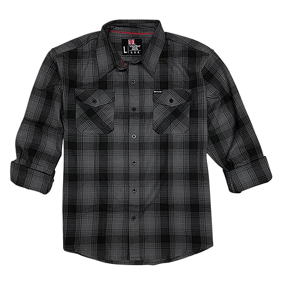 Hornady 32226 Relaxed Fit Flannel Button-Up Shirt 3XL Gray/Black