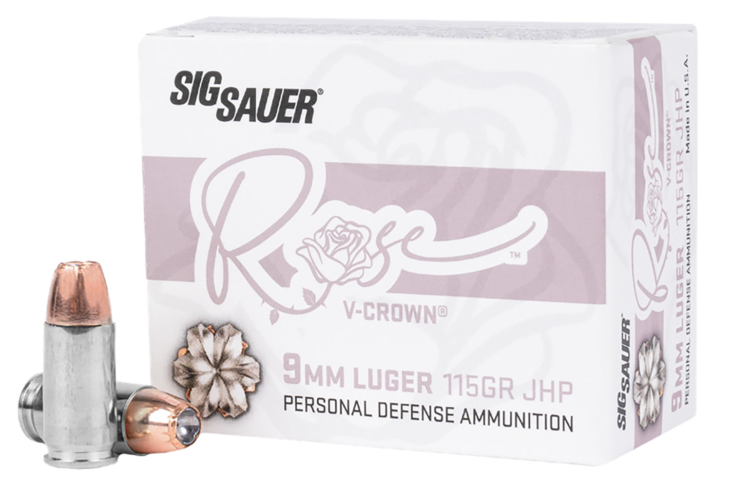 Sig Sauer 9mm Luger/Parabellum E9MMA1ROSE20 Rose V Crown Jacketed Hollow Point HP 115 Grain