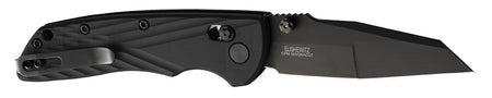 Hogue Deka Folding Knife 3.25" Wharncliffe Blade, Black Cerakote CPM MagnaCut SS, Black Crosshatch Textured GRN Handle