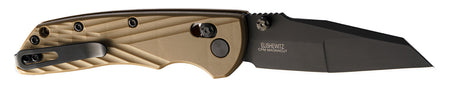 Hogue Deka Folding Knife 3.25" Wharncliffe Blade, Black Cerakote CPM MagnaCut SS, FDE Crosshatch Textured GRN Handle