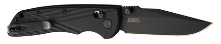 Hogue Deka Folding Knife 3.25" Clip Point Blade, Black Cerakote CPM MagnaCut SS, Black Crosshatch Textured GRN Handle
