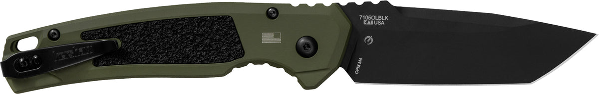 Kershaw 71050LBLK Launch 16 Auto Folder 3.45" Tanto CPM M4 Blade, Olive Cerakote/Black Oxide Aluminum Handle