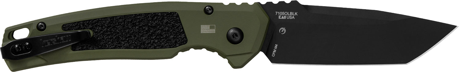 Kershaw 71050LBLK Launch 16 Auto Folder 3.45" Tanto CPM M4 Blade, Olive Cerakote/Black Oxide Aluminum Handle