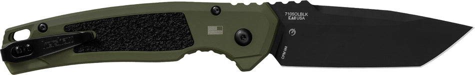 Kershaw 71050LBLK Launch 16 Auto Folder 3.45" Tanto CPM M4 Blade, Olive Cerakote/Black Oxide Aluminum Handle