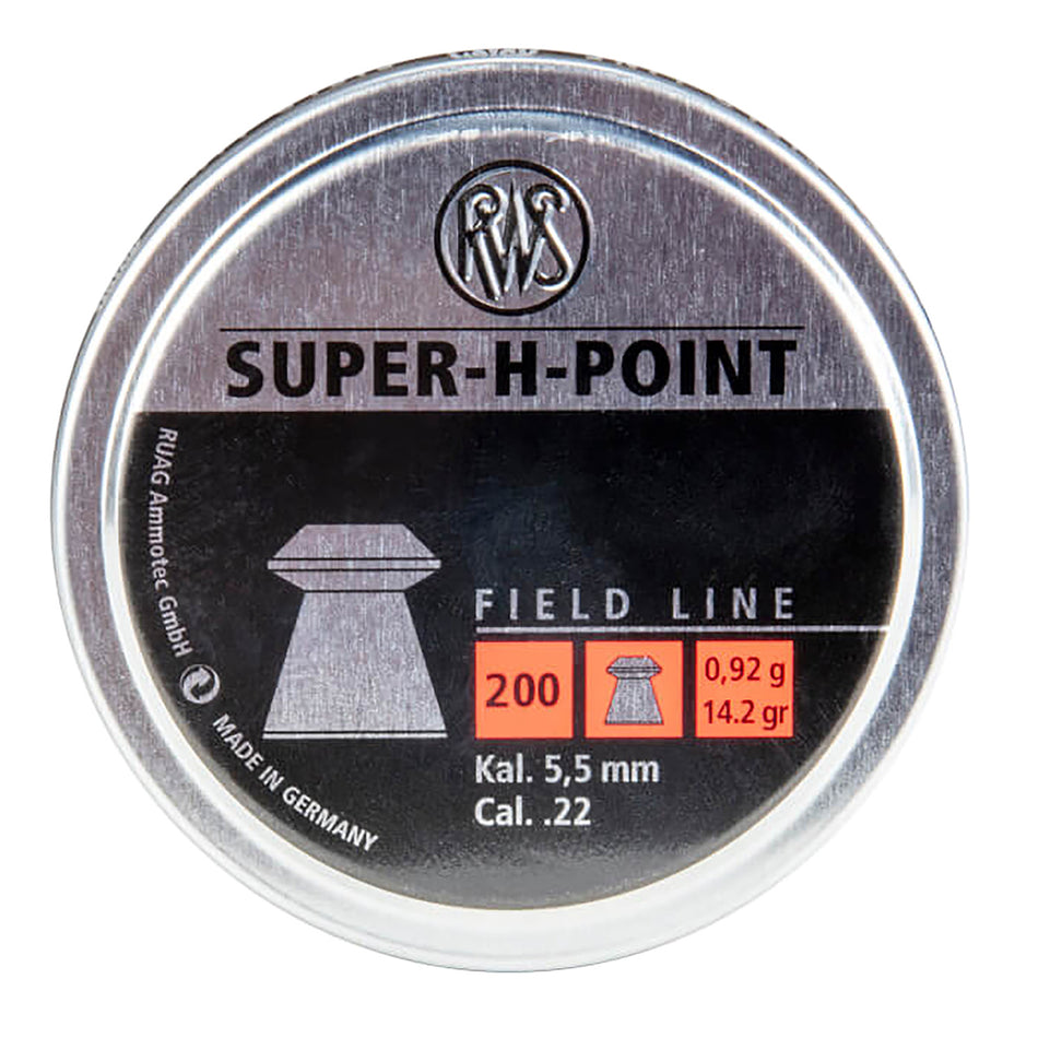 RWS Super-H-Point .22 Cal Lead Hollow Point Air Pellets 200 Per Tin
