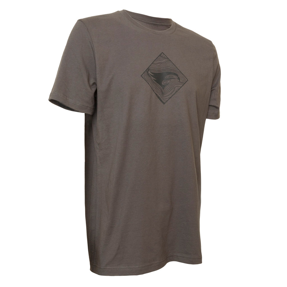 Elevation Peregrine Falcon Topographic Map T-Shirt Grey Large