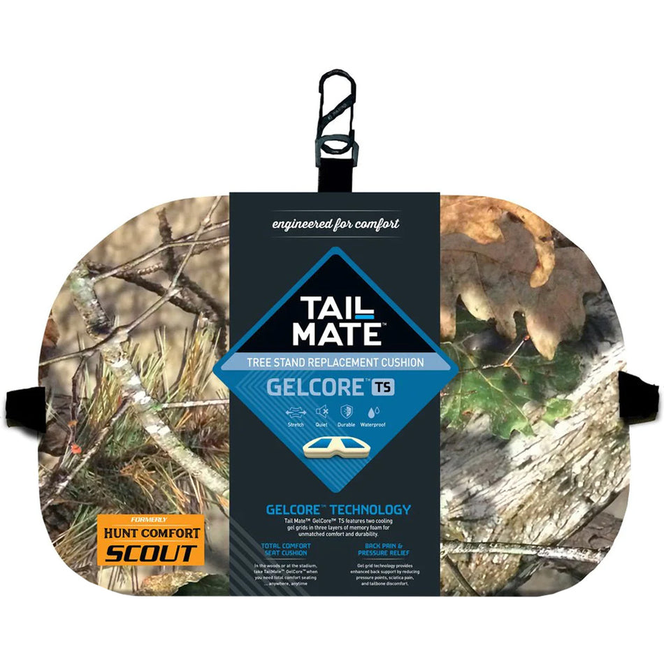 Tail Mate Gel Core Seat Cushion with Mossy Oak Cover 14x16x3 in.