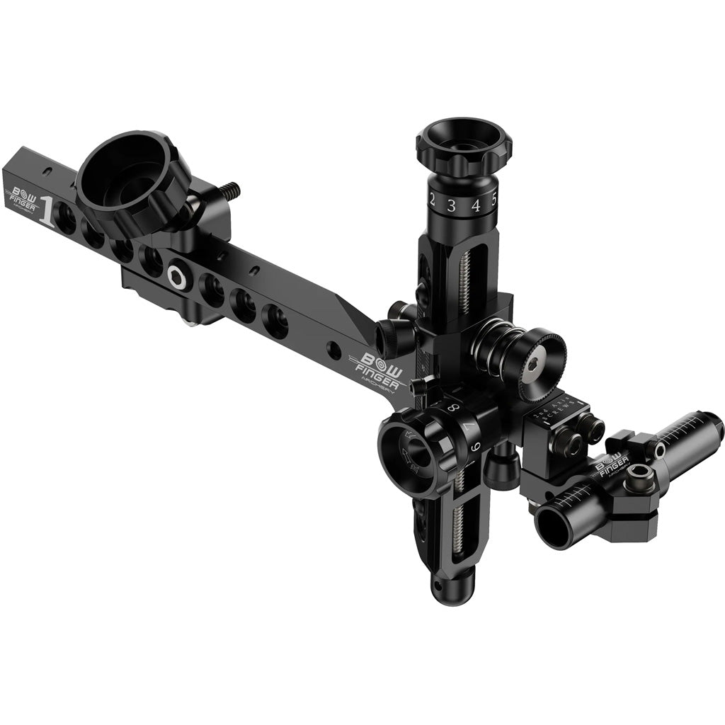 Bowfinger 1 V2 Archery Sight RH Black with Metal Sight Tapes