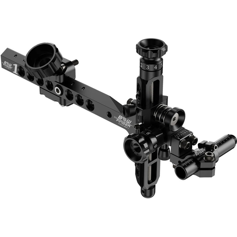 Bowfinger 1 V2 Archery Sight LH Black with Metal Sight Tapes