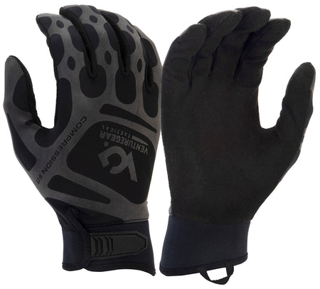 Pyramex VGTG10BX2 Tactical Compression Fit Gloves Black Synthetic Leather XXL Hook & Loop