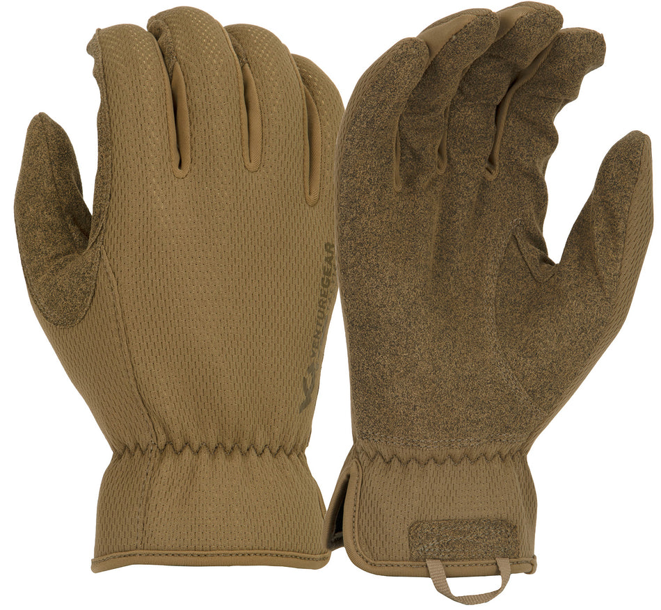 Pyramex VGTG20TL Tactical Operator Gloves Medium-Duty Tan Faux Leather Large