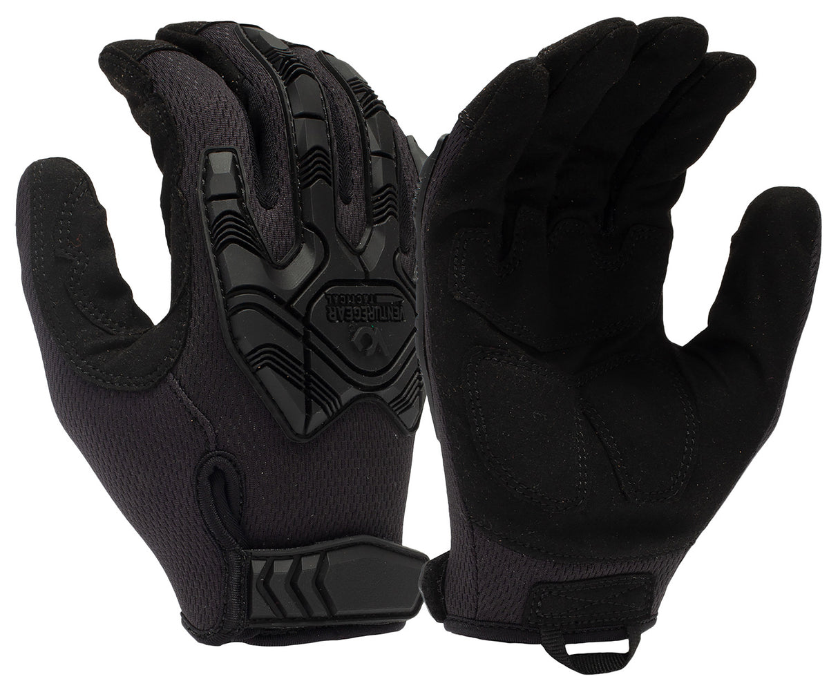 Pyramex VGTG40BL Impact Operator Gloves Heavy-Duty Black Faux Leather Large Hook & Loop