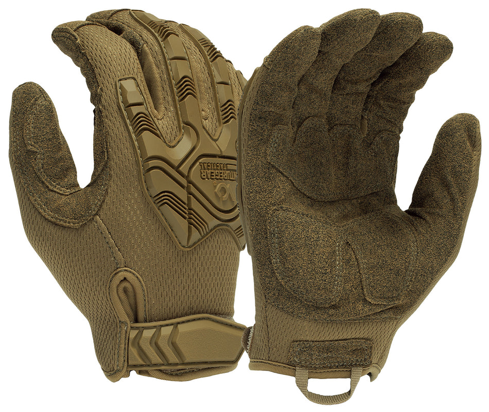 Pyramex VGTG40TL Impact Operator Gloves Heavy-Duty Brown Faux Leather Large Hook & Loop