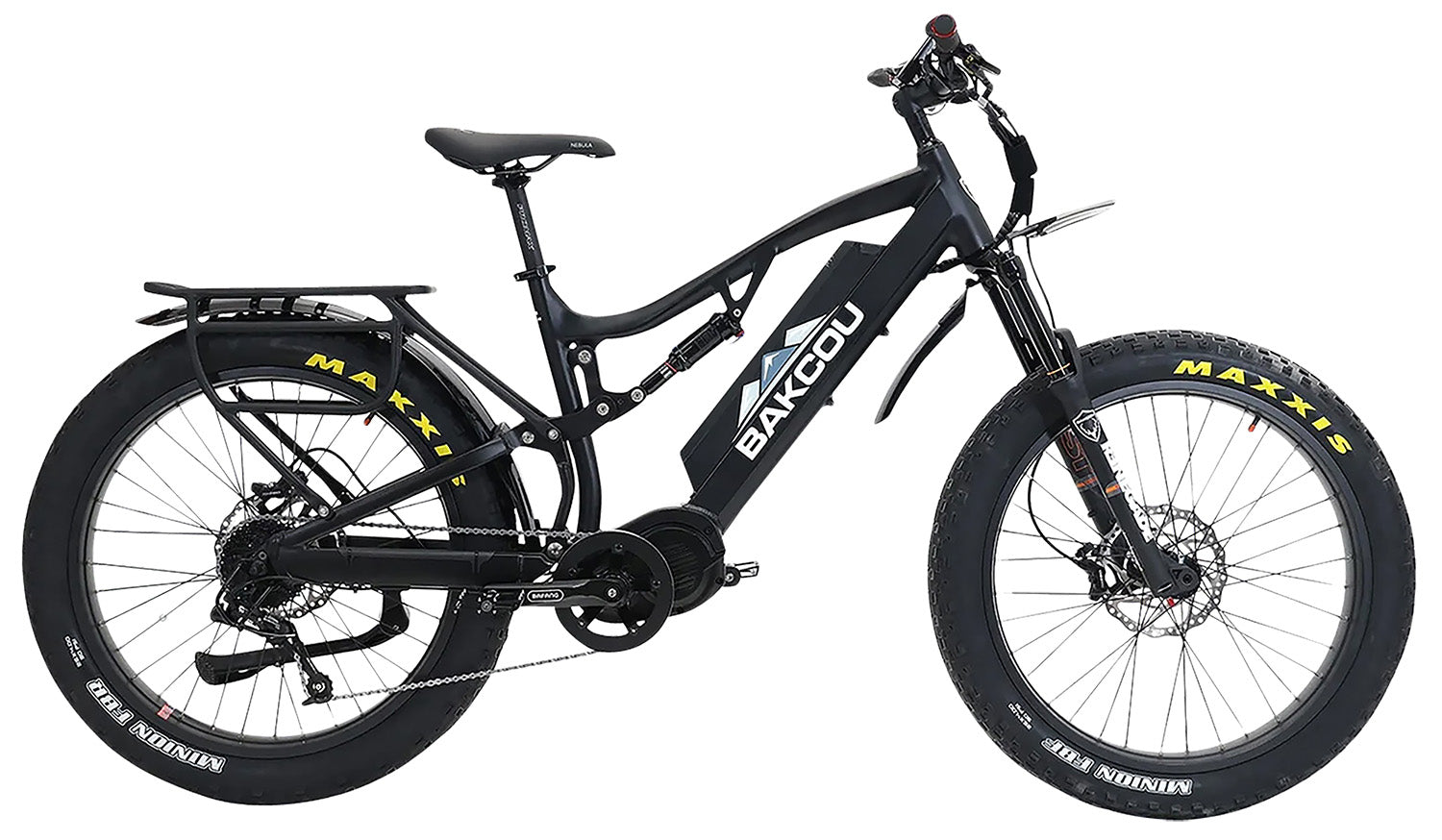 Bakcou BS17BB25 Storm 25 Full-Suspension Fat Tire Electric Bike Matte Black 17" Sram 9-Speed Bafang Ultra Motor