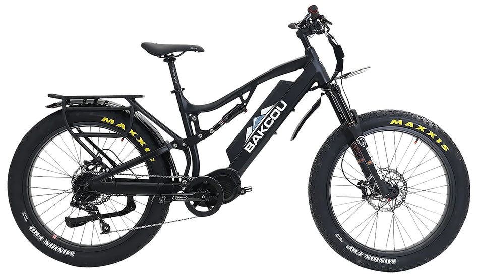 Bakcou BS17BB25 Storm 25 Full-Suspension Fat Tire Electric Bike Matte Black 17" Sram 9-Speed Bafang Ultra Motor