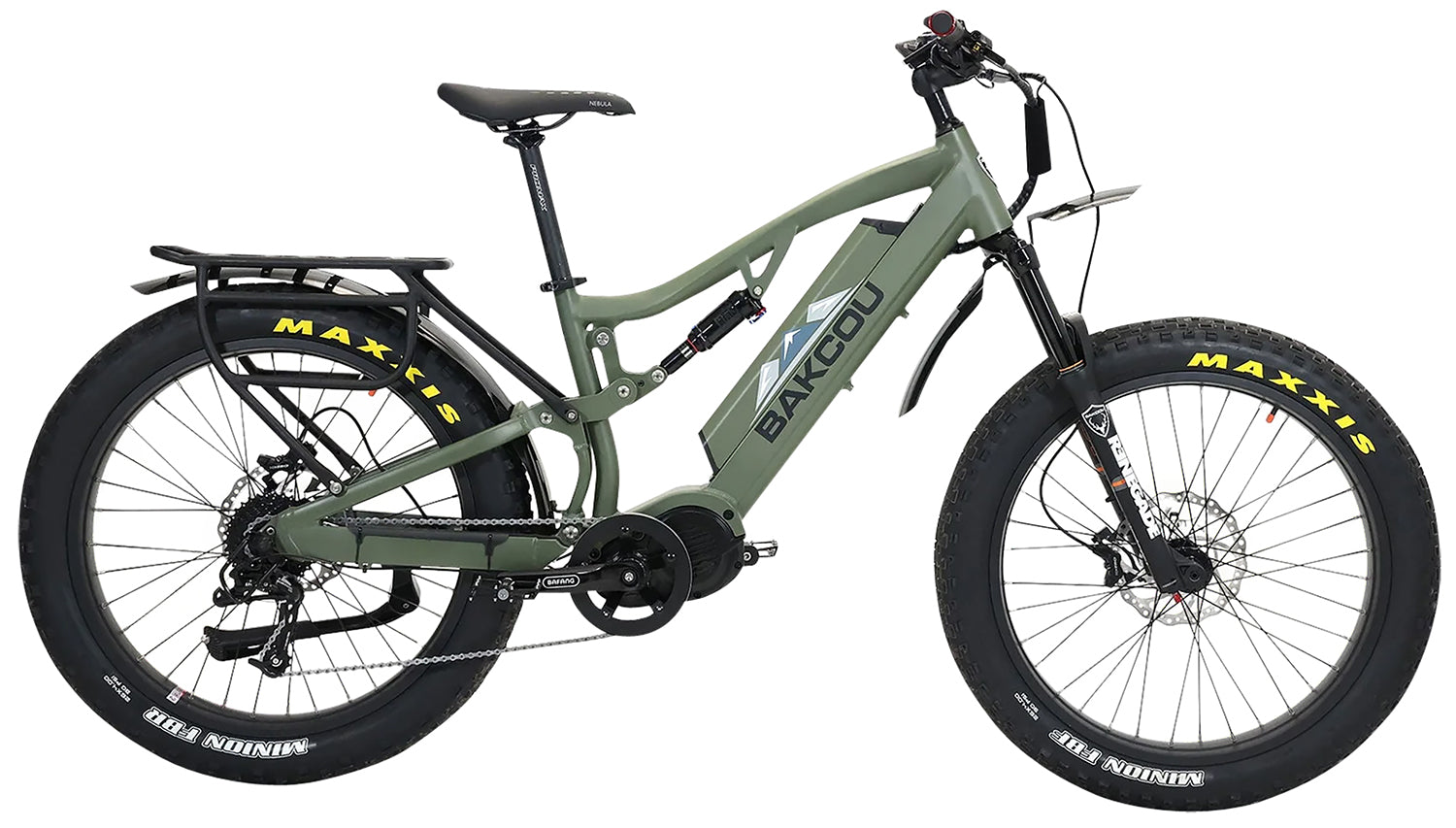 Bakcou BS17GB25 Storm 25 Electric Fat Bike Matte Army Green 17" Stand Over 30.50" Sram 9-Speed Bafang Ultra Motor
