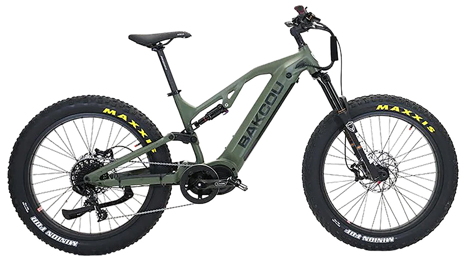 Bakcou BSC19GB21 Scout Electric Fat Bike Matte Army Green 19" Frame 11sp Sram NX 11-42t Cassette Bafang Ultra Motor