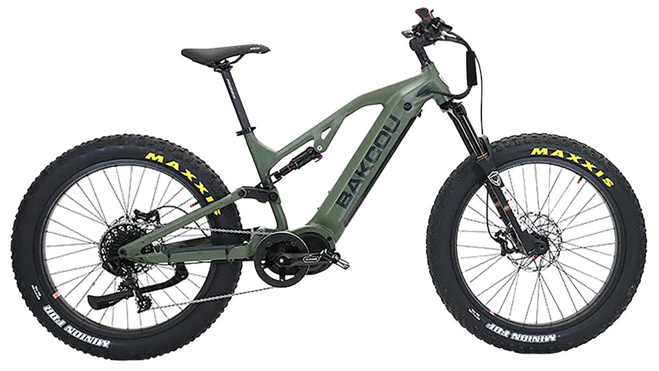 Bakcou BSC19GB21 Scout Electric Fat Bike Matte Army Green 19" Frame 11sp Sram NX 11-42t Cassette Bafang Ultra Motor