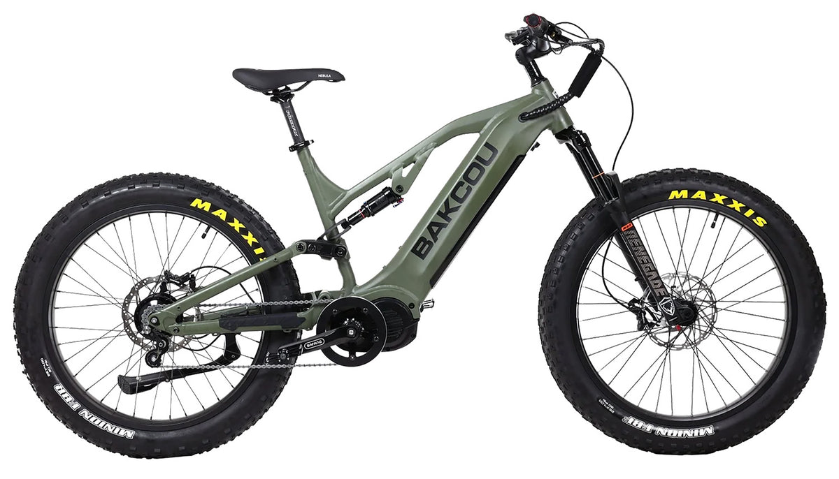 Bakcou BSCJ19G21 Scout Jager Electric Fat Bike Matte Army Green 19" Rohloff 500/14 Speed Hub Bafang Ultra Motor