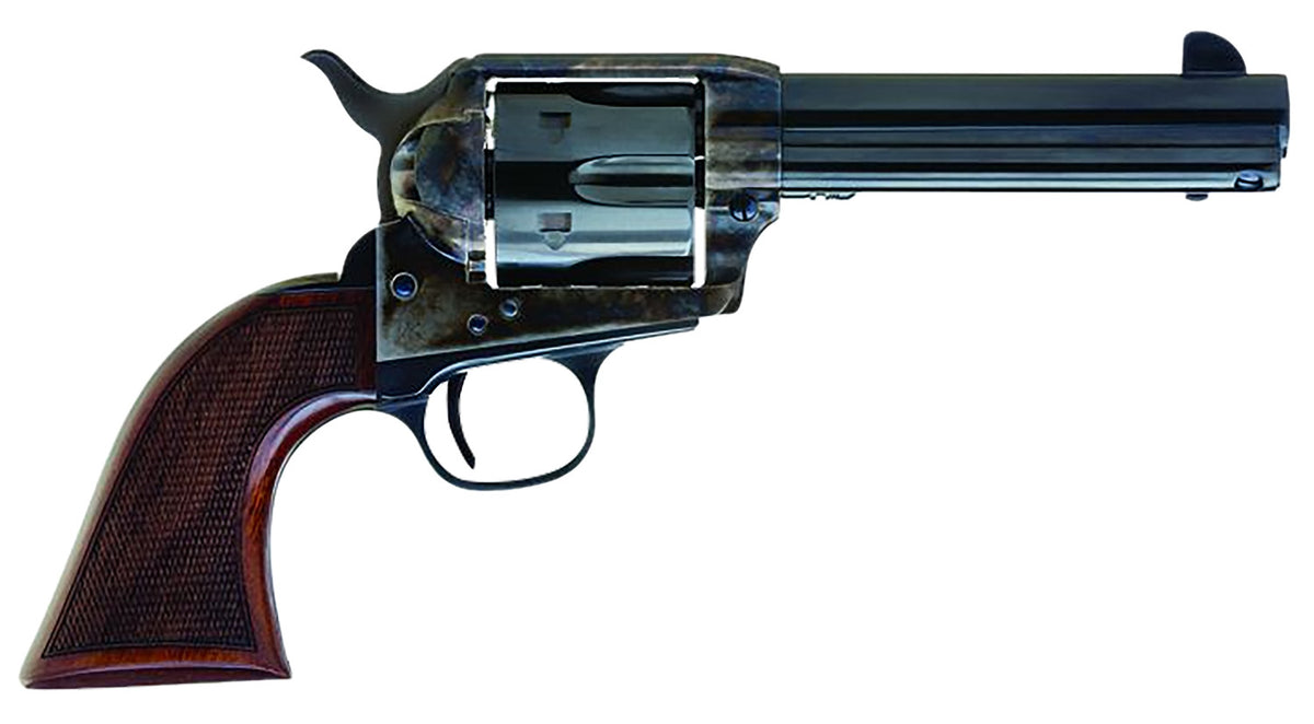 Cimarron Arizona Ranger AR410 .45 Colt 6-Shot Revolver, 4.75" Engraved Blued Barrel, Case Hardened Frame, Checkered Walnut Grip