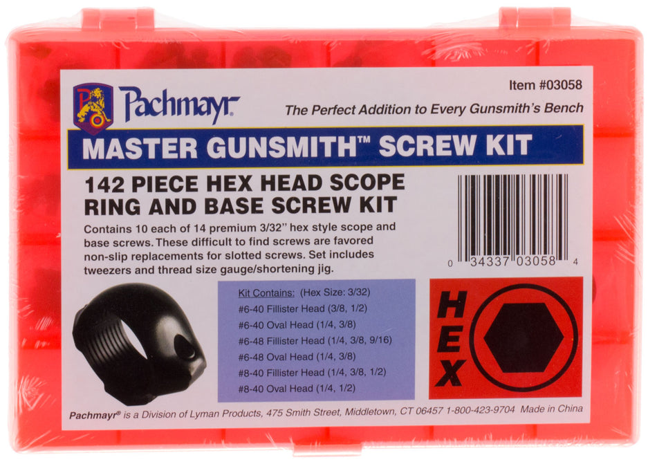 Lyman 03058 Hex Head Scope Ring and Base Screw Kit 142-Piece Universal Metal Handle