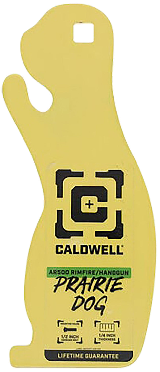 Caldwell AR500 Steel Rimfire/Handgun Prairie Dog Shape Target Yellow 1/4-Inch Thick